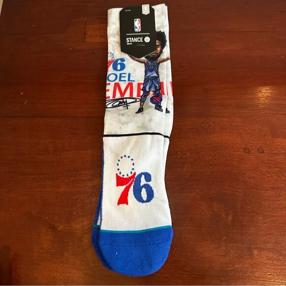 NWT Stance 76ers NBA Basketball Joel Embii Socks Blue White Mens Medium - Picture 4 of 10